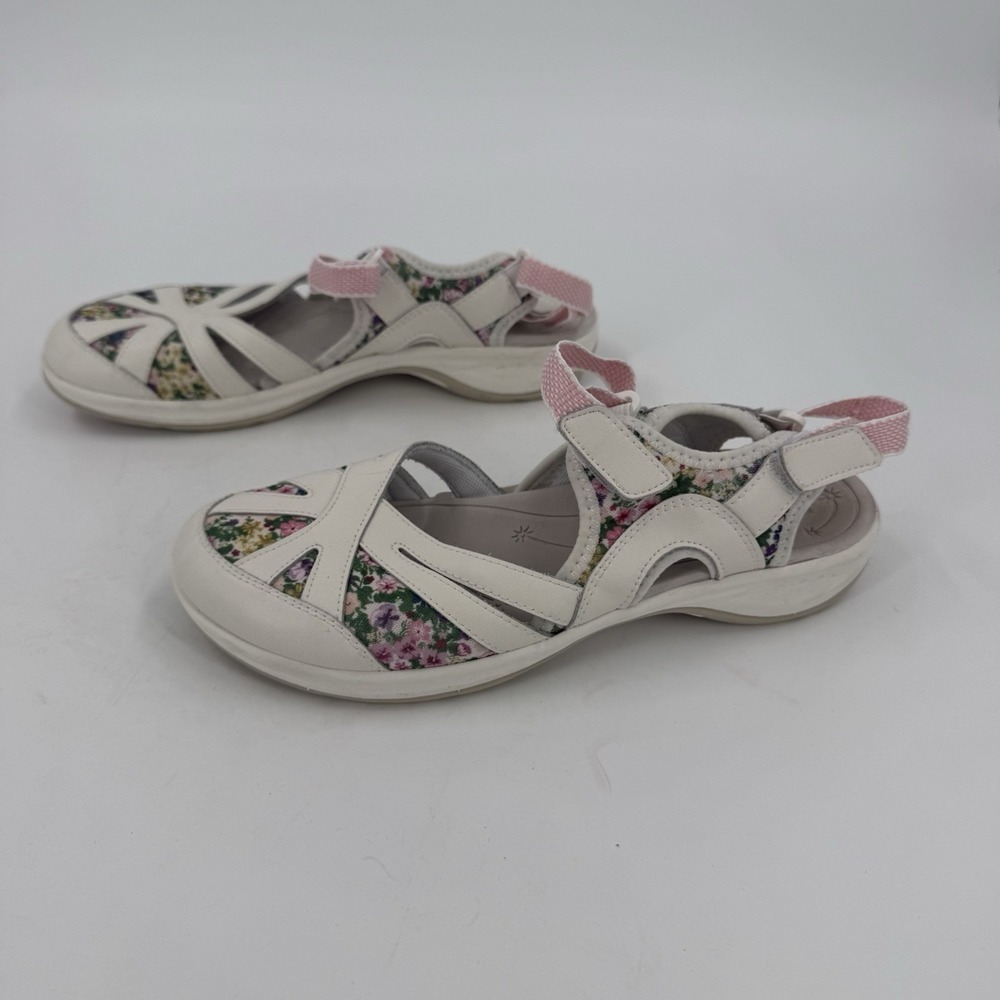 Easy Spirit Explore 24 Women's White Floral Sport Sandals Walking Shoes Size 10N